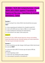 NUR283 &sol; NUR 283 Comprehensive 1 Exam &lpar;NEW 2025&sol;2026 Update&rpar; Transition to Registered Nursing &vert; Questions & Answers &lpar;Solutions&rpar; - Galen