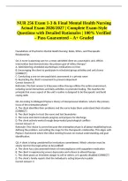 &NewLine;NUR 256 Exam 1-3 & Final Mental Health Nursing Actual Exam 2026&sol;2027 &vert; Complete Exam-Style Questions with Detailed Rationales &vert; 100&percnt; Verified &ndash; Pass Guaranteed &ndash; A&plus; Graded
