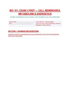 Bio 101 Exam 2 Prep&colon; Cell Membrane Structure and Function &vert; Metabolism Energy and Enzymes &vert; Cellular Respiration &vert; Photosynthesis Exam Questions With Accurate Answers 2026&sol;2027