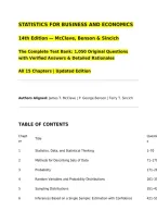 STATISTICS FOR BUSINESS AND ECONOMICS&NewLine;14th Edition &mdash; McClave&comma; Benson & Sincich&NewLine;The Complete Test Bank&colon; 1&comma;050 Original Questions with Verified Answers & Detailed Rationales&NewLine;All 15 Chapters &vert; Updated Edition&NewLine;&lowbar;&lowbar;&lowbar;&lowbar;&lowbar;&lowbar;&lowbar;&lowbar;&lowbar;&lowbar;&lowbar;&lowbar;&lowbar;&lowbar;&lowbar;&lowbar;&lowbar;&lowbar;&lowbar;&lowbar;&lowbar;&lowbar;&lowbar;&lowbar;&lowbar;&lowbar;&lowbar;&lowbar;&lowbar;&lowbar;&lowbar;&lowbar;&lowbar;&lowbar;&lowbar;&lowbar;&lowbar;&lowbar;&lowbar;&lowbar;&NewLine;Aut