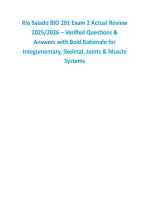 Rio Salado BIO 201 Exam 2 Actual Review &NewLine;2025&sol;2026 &ndash; Verified Questions & Answers with &NewLine;Bold Rationale for Integumentary&comma; Skeletal&comma; Joints &NewLine;& Muscle Systems 
