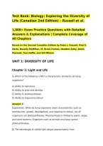 Test Bank&colon; Biology&colon; Exploring the Diversity of Life &lpar;Canadian 2nd Edition&rpar; &ndash; Russell et al&period;&NewLine;1&comma;000&plus; Exam Practice Questions with Detailed Answers & Explanations &vert; Complete Coverage of All Chapters&NewLine;Based on the Second Canadian Edition by Peter J&period; Russell&comma;