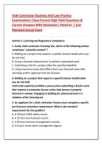 Utah Contractor Business And Law Practice&NewLine;Examination&vert; Clean Format High Yield Questions &&NewLine;Correct Answers With Rationales&vert; Rated A&plus; &vert; Just&NewLine;Released Actual Exam&NewLine;