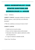 Asbog Geomorphology Exam &NewLine;Updated Questions And &NewLine;Answers&sol;Grade A&plus; Assure 