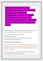 NURS 110 &sol; NURS110 Final Exam 2026&sol;2027&colon; Introduction to Professional Nursing & Care Coordination Comprehensive Test Bank &vert; Complete Verified Questions & Answers with Detailed Clinical Rationales &vert; Ultimate A&plus; Graded Study Guide to Guarantee Exam Success