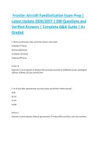 Frontier Aircraft Familiarization Exam Prep &vert; Latest Update 2026&sol;2027 &vert; 200 Questions and Verified Answers &vert; Complete Q&A Guide &vert; A&plus; Graded