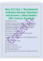 Nurs 212 Test 1 "Development&NewLine;of Modern Nursing" Questions&NewLine;and Answers &vert; latest Update &vert;&NewLine;100&percnt; Correct Graded A&plus;&NewLine;ANA definition of nursing&NewLine;incorporates the art and science of caring&period;&period;&period;focuses on&period;&period;&period; protection&comma;&NewLine;promotions&comma; and optimizatio