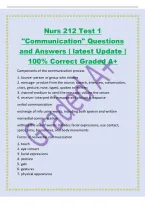 Nurs 212 Test 1&NewLine;"Communication" Questions&NewLine;and Answers &vert; latest Update &vert;&NewLine;100&percnt; Correct Graded A&plus;&NewLine;Components of the communication process&NewLine;1&period; Source- person or group who initates&NewLine;2&period; message- product from the source&semi; speech&comma; interview&comma; conv