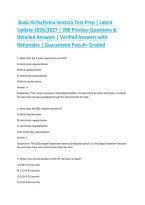 Basic Arrhythmia Sentara Test Prep &vert; Latest Update 2026&sol;2027 &vert; 200 Practice Questions & Detailed Answers &vert; Verified Answers with Rationales &vert; Guaranteed Pass A&plus; Graded