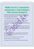 NURS 212&colon; Ch 1-3 Questions&NewLine;and Answers &vert; latest Update &vert;&NewLine;100&percnt; Correct Graded A&plus;&NewLine;A professor is presenting a lecture on the age of nurses in the work&NewLine;force today&period; Which statement by one of the student nurses indicates&NewLine;that the teaching has been effect
