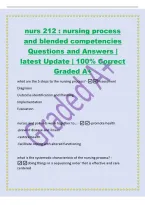 nurs 212 &colon; nursing process&NewLine;and blended competencies&NewLine;Questions and Answers &vert;&NewLine;latest Update &vert; 100&percnt; Correct&NewLine;Graded A&plus;&NewLine;what are the 5 steps to the nursing process&quest; -Assessment&NewLine;Diagnosis&NewLine;Outcome identificatio
