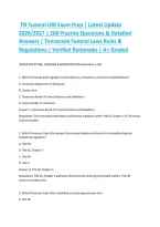TN Funeral LRR Exam Prep &vert; Latest Update 2026&sol;2027 &vert; 200 Practice Questions & Detailed Answers &vert; Tennessee Funeral Laws Rules & Regulations &vert; Verified Rationales &vert; A&plus; Graded