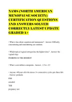 Nams &lpar;North American Menopause Society&rpar; Certification Questions And Answers Solved Correctly Latest Update Graded A&plus;