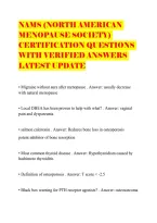Nams &lpar;North American Menopause Society&rpar; Certification Questions With Verified Answers Latest Update