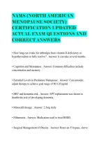 Nams &lpar;North American Menopause Society&rpar; Certification Updated Actual Exam Questions And Correct Answers