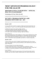NR567 Advanced Pharmacology AGACNP Midterm & Final Exam Review Actual Exam 2026&sol;2027 &vert; Complete Exam-Style Questions with Detailed Rationales &vert; 100&percnt; Verified &ndash; Pass Guaranteed &ndash; A&plus; Graded
