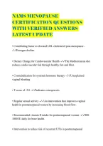 Nams Menopause Certification Questions With Verified Answers Latest Update