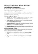 Metaphysics Study Guide&colon; Modality&comma; Possible Worlds & Essentialism &lpar;Alyssa Ney Ch&period; 7&rpar;