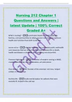 Nursing 212 Chapter 1&NewLine;Questions and Answers &vert;&NewLine;latest Update &vert; 100&percnt; Correct&NewLine;Graded A&plus;&NewLine;What is nursing&quest; - a profession based on assisting people&comma;&NewLine;families&comma; and communitites to attain&comma; recover and maintain optimum&NewLine;health and funtction from birth to old