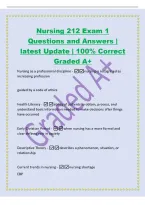 Nursing 212 Exam 1&NewLine;Questions and Answers &vert;&NewLine;latest Update &vert; 100&percnt; Correct&NewLine;Graded A&plus;&NewLine;Nursing as a professional 