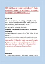 NSG122 Nursing Fundamentals Exam 1 Study Guide 2026 &vert; Questions with Correct Answers & Rationales &vert; Instant Download PDF