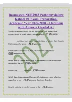 Rasmussen NUR2063 Pathophysiology&NewLine;Kahoot &num;1 Exam Preparation&comma;&NewLine;Academic Year 2027&sol;2028 &ndash; Questions&NewLine;with Answers Graded A&plus;&NewLine;Solvent movement across the cell membrane from a low solute&NewLine;concentration to a high solute concentration is -OSMOSIS&NewLine;&lowbar;&lowbar;&lowbar;&lowbar;&lowbar;&lowbar;&lowbar;&lowbar;&lowbar; s