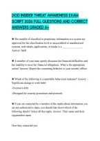 Dod Insider Threat Awareness Exam&NewLine;Script 2026 Full Questions And Correct&NewLine;Answers Graded A&plus;