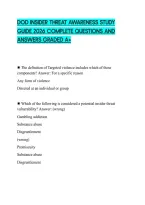 Dod Insider Threat Awareness Study&NewLine;Guide 2026 Complete Questions And&NewLine;Answers Graded A&plus;