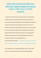 MPRE FINAL EXAM QUESTIONS &lpar;New 2026&sol; 2027 Update&rpar; Questions & Answers &lbrace;Grade A&rcub; 100&percnt; Correct &lpar;Verified Solutions&rpar;&NewLine;&NewLine;