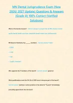 MN Dental Jurisprudence Exam &lpar;New 2026&sol; 2027 Update&rpar; Questions & Answers &lbrace;Grade A&rcub; 100&percnt; Correct &lpar;Verified Solutions&rpar;&NewLine;&NewLine;