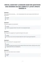 Dental Assistant Licensure Exam Mn Questions&NewLine;And Answers Solved Correctly Latest Update&NewLine;Graded A&plus;