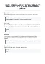 Health Care Management Midterm Frequently&NewLine;Tested Actual Exam Questions With Correct&NewLine;Answers&NewLine;