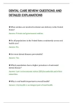 Dental Care Review Questions And&NewLine;Detailed Explanations