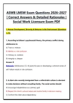 ASWB LMSW Practice Exam Bank &vert; Questions and Correct Answers &vert; Complete Package Bundle