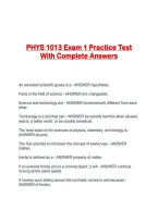 PHYS 1013 Exam 1 Practice Test With Complete Answers