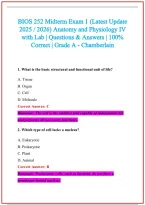 BIOS 252 Practice Exam Questions and Answers 2026-2027