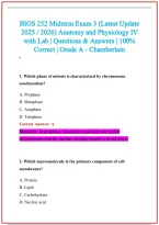 BIOS 252 Practice Exam Questions and Answers 2026-2027