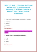 BIOS 252 Practice Exam Questions and Answers 2026-2027