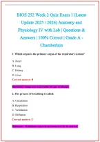 BIOS 252 Practice Exam Questions and Answers 2026-2027