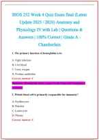 BIOS 252 Practice Exam Questions and Answers 2026-2027