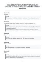 Hosa Occupational Therapy Study Guide&NewLine;Updated Actual Exam Questions And Correct&NewLine;Answers