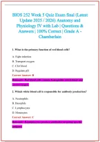 BIOS 252 Practice Exam Questions and Answers 2026-2027