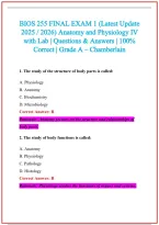 BIOS 255 Practice Exam Questions and Answers 2026-2027