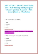 BIOS 255 Practice Exam Questions and Answers 2026-2027
