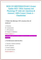 BIOS 255 Practice Exam Questions and Answers 2026-2027