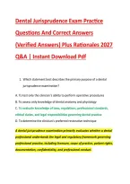 Dental Jurisprudence Exam Practice &NewLine;Questions And Correct Answers &NewLine;&lpar;Verified Answers&rpar; Plus Rationales 2027 &NewLine;Q&A &vert; Instant Download Pdf