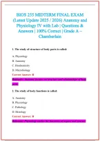 BIOS 255 Practice Exam Questions and Answers 2026-2027