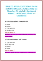 BIOS 255 Practice Exam Questions and Answers 2026-2027