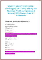 BIOS 255 Practice Exam Questions and Answers 2026-2027