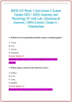 BIOS 255 Practice Exam Questions and Answers 2026-2027